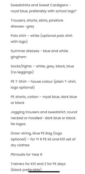 Explain the School uniform please?