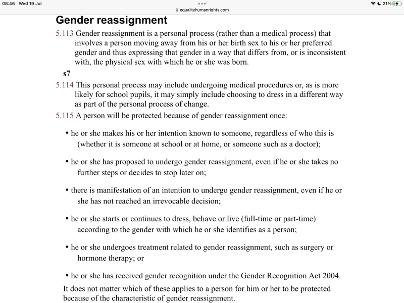 Tougher transgender guidance for schools is unlawful, Sunak told