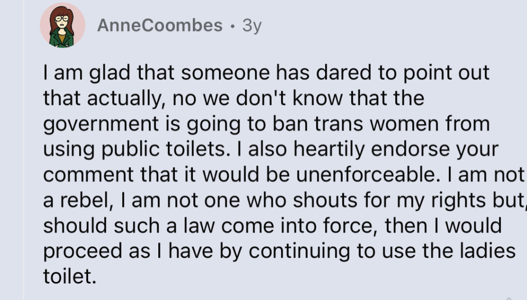 Entitled male refused access to female changing area (despite wearing skirt)