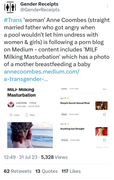 Entitled male refused access to female changing area (despite wearing skirt)