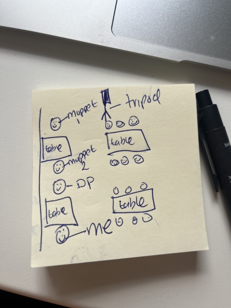 Being filmed by another diner in a fancy restaurant