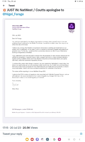 First Direct and Natwest closing bank accounts for political reasons inc being gender critical