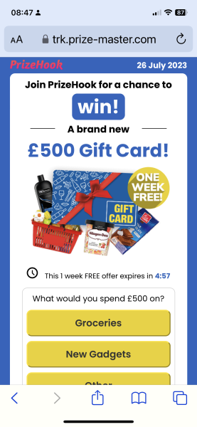 Site redirecting to an ad