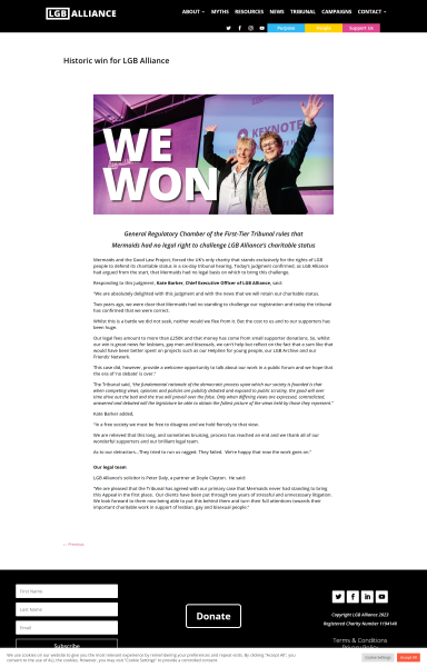 Judgement in Mermaids v Charity Commission tribunal expected in days