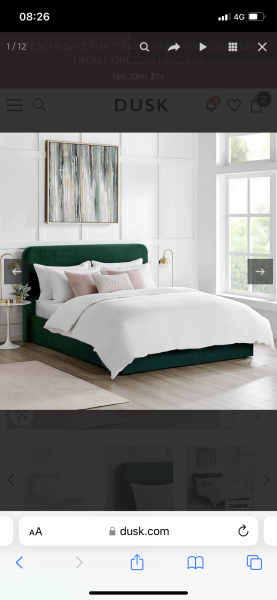 What colour cabinets with green bed