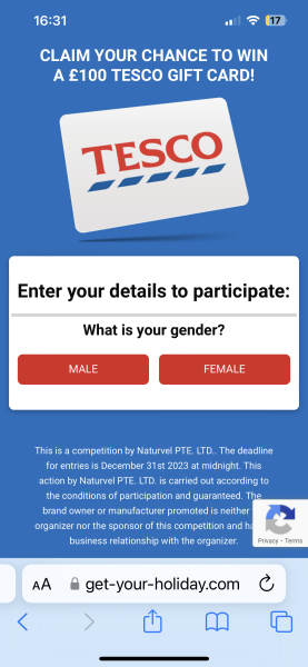 Site redirecting to an ad