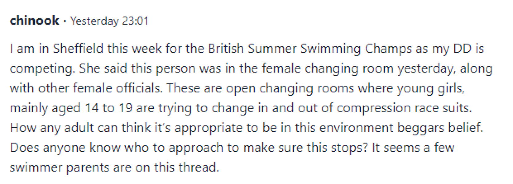 Entitled male refused access to female changing area (despite wearing skirt)