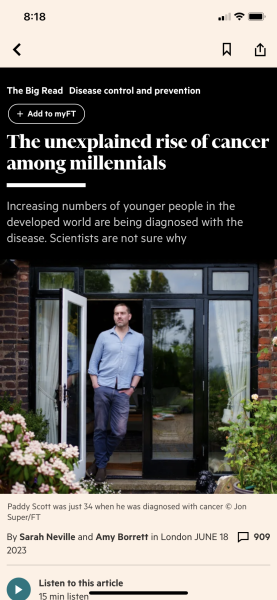 To think cancer is rising exponentially in under 55s?