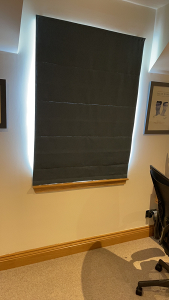 Roman blinds outside the recess