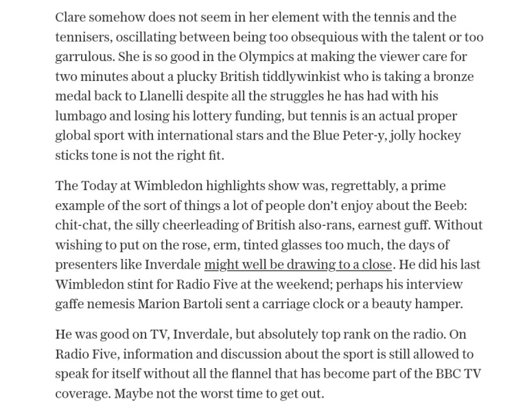 Tennis: WIMBLEDON Final and beyond