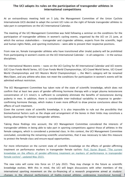 UCI new policy