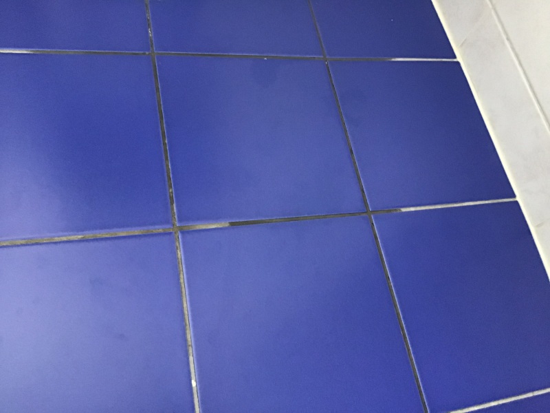 Damaged/stained grouting on bathroom floor