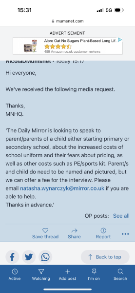 Low income family - school uniform