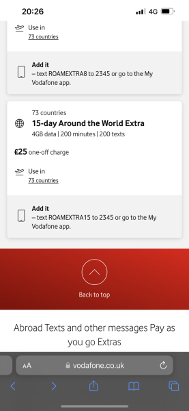Travelling with Vodafone