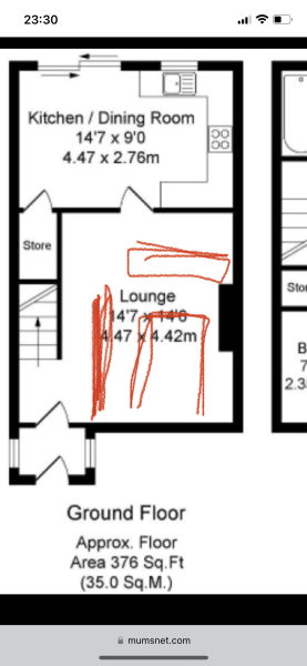Parents sleeping in living room so child can have own room