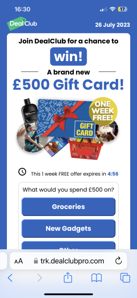 Site redirecting to an ad