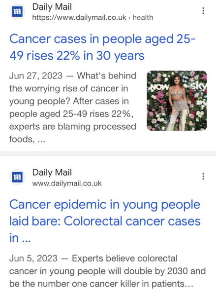 To think cancer is rising exponentially in under 55s?