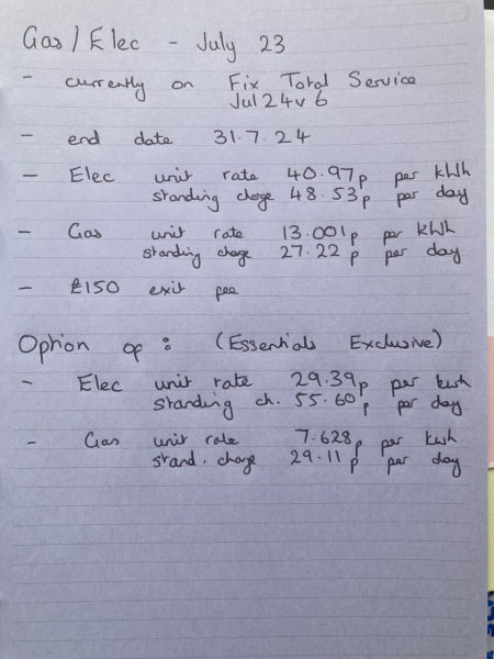 Changing energy tariffs