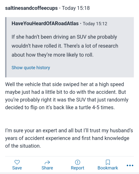 Impact of SUVs in a crash