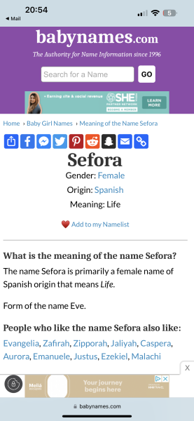 Girls name Sepora
