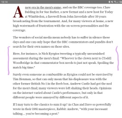 Tennis: WIMBLEDON Final and beyond