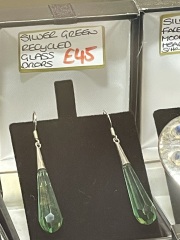 Silver and recycled glass drop earrings