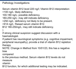 Blood test results - b12/ferritin/folate levels