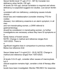 Blood test results - b12/ferritin/folate levels