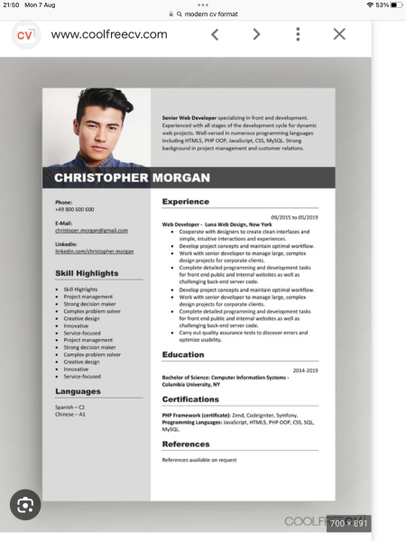 Critique my CV for me.