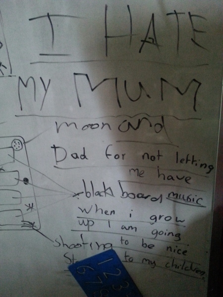 To ask what the rudest thing your child has said to you in a melt down?