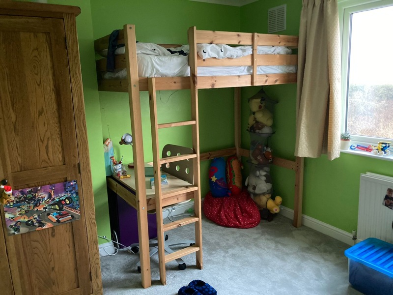 How do I style this awful green colour DS has picked for his room?