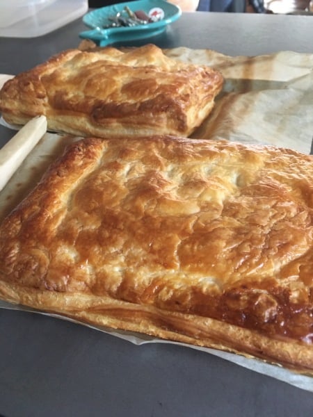 To cook filled puff pastry from frozen