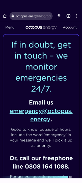 No electricity and company closed no emergency contact