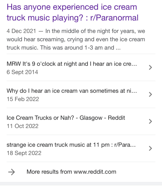 Paranormal? Hearing ice cream van music at night
