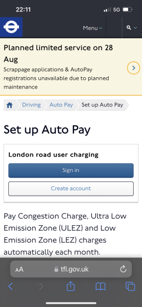 To think the cunting ULEZ autopay website is fucking bullshit