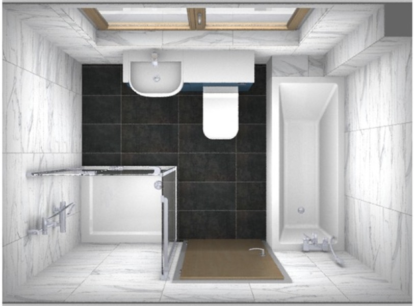 Bathroom - partially covering a window void for a shower - pictures?