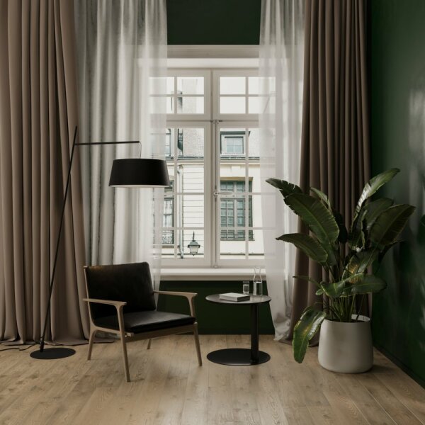 What colour curtains and accessories to go with this decor?