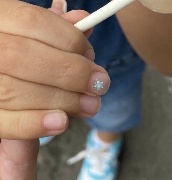 to have got one of DS's nails painted?