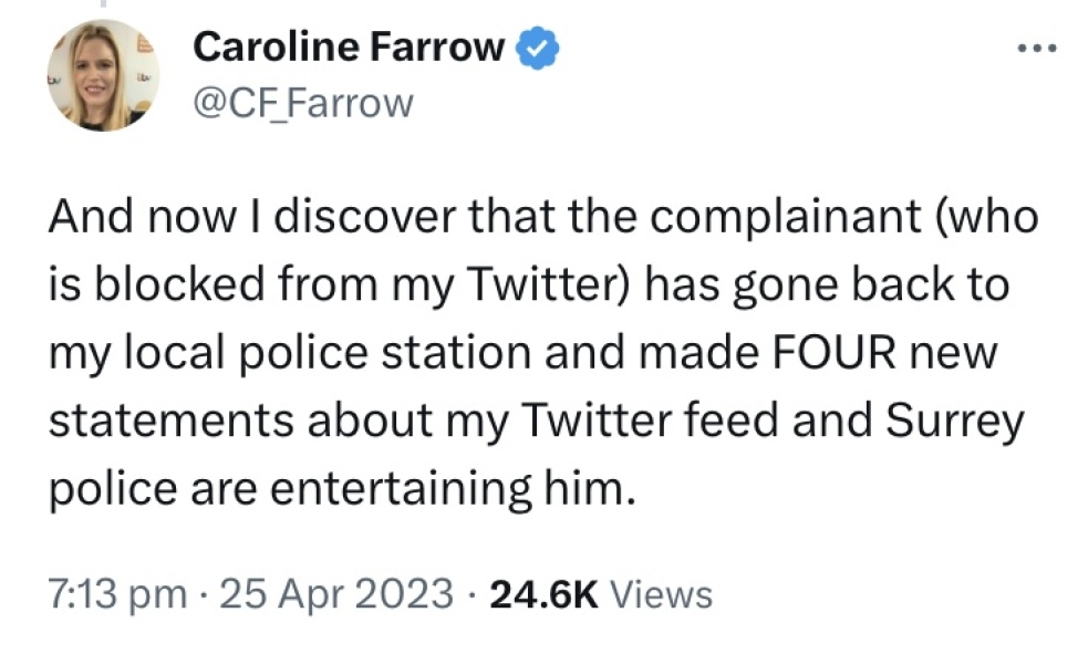 Police withdraw stalking protection order application against Caroline Farrow