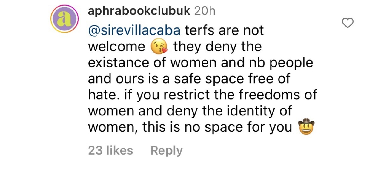 BookThatMatter exclude "terfs"