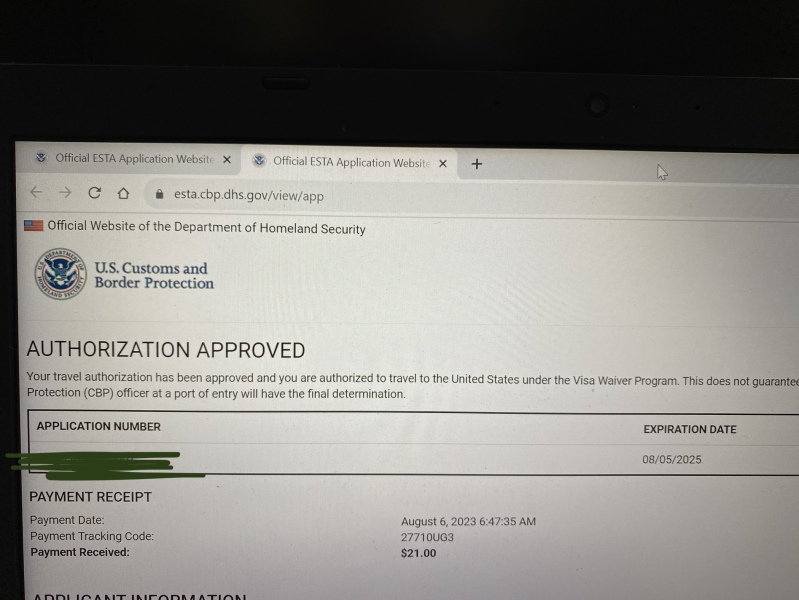 How long for ESTA approval?