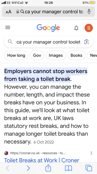 Can manager deny you the toilet