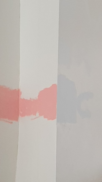 Our new front room dulux  boho blush and cornflower white -ponk and grey effectively