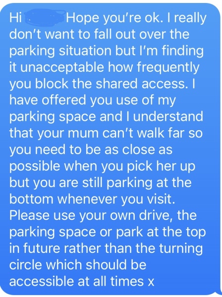 Was I too harsh? Another parking one