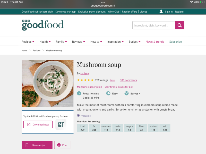 Mushroom soup
