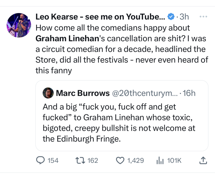 Comedy event cancelled at the Fringe because of Glinner?