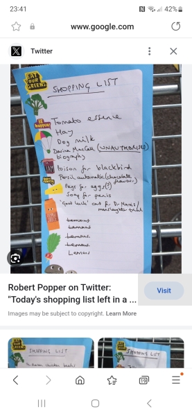 DD found a shopping list in Waitrose