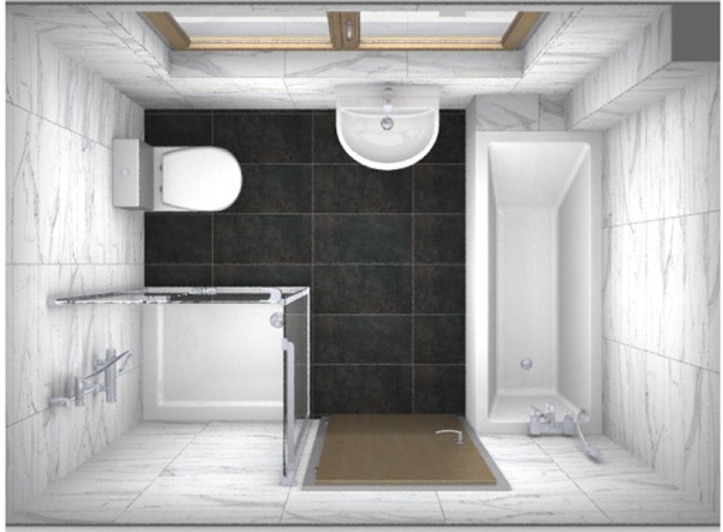 Bathroom - partially covering a window void for a shower - pictures?