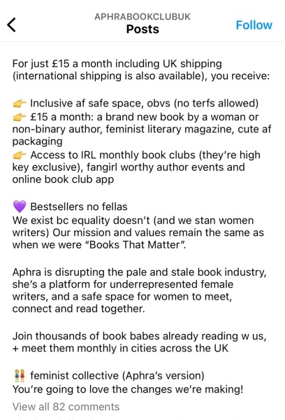 BookThatMatter exclude "terfs"