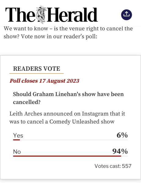 Comedy event cancelled at the Fringe because of Glinner?